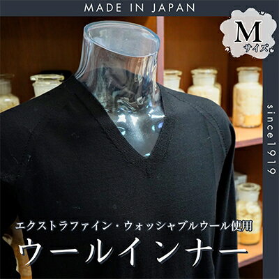 CAMETARO メンズ　ウールインナー　Vネック　ブラック　Mサイズ【1103721】