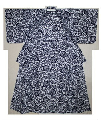 E103　オリジナル河内木綿柄婦人用ゆかた（紺）