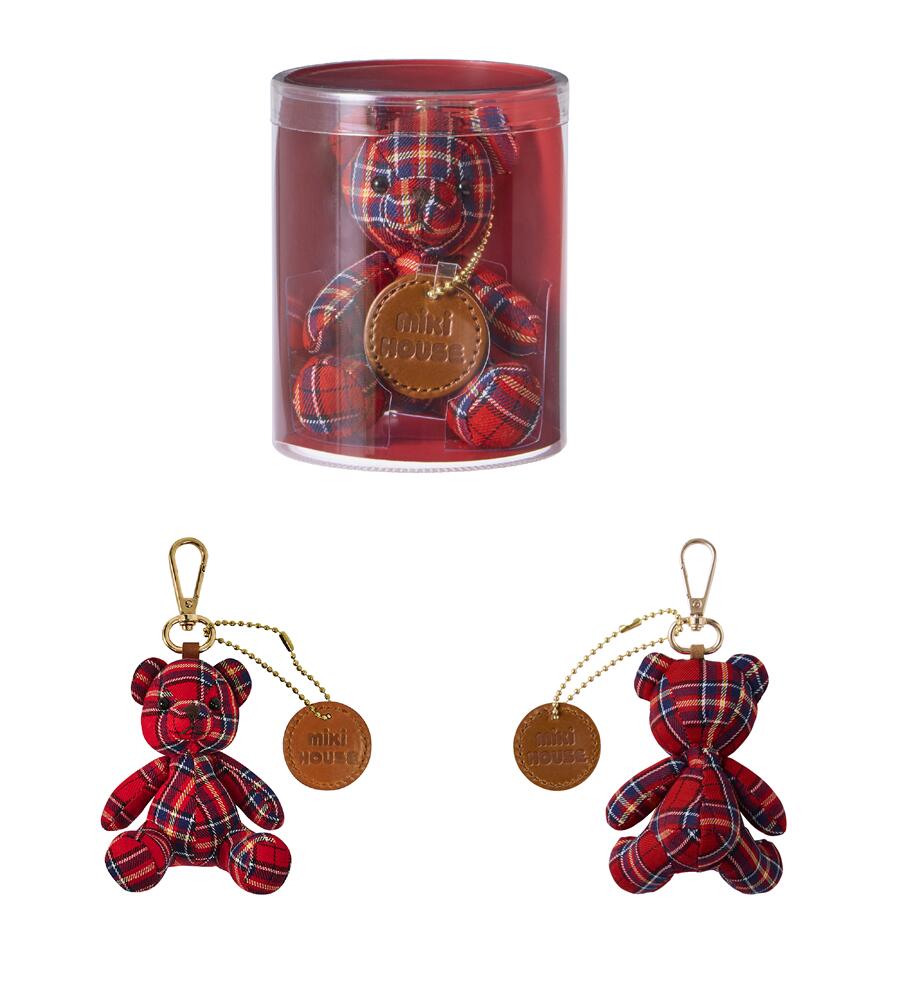 【ふるさと納税】N103 ミキハウス ミキハウスベア チャーム(赤・ベージュ)【mikihouse ファッション バッグチャーム キーホルダー マスコット キャラクター レッド ベージュ 大人 こども チェック かわいい 大阪 八尾市】 サムネイル2