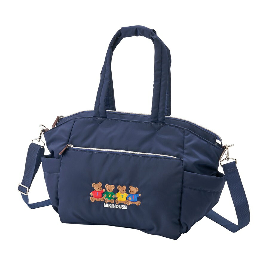 【ふるさと納税】T108 ミキハウス ミキハウスベア マザーバッグ【mikihouse マザーズバッグ かばん レディース バッグ マザー ボストンバッグ 紺 20L ショルダー トート ナイロン 出産 大阪府 八尾】 サムネイル2