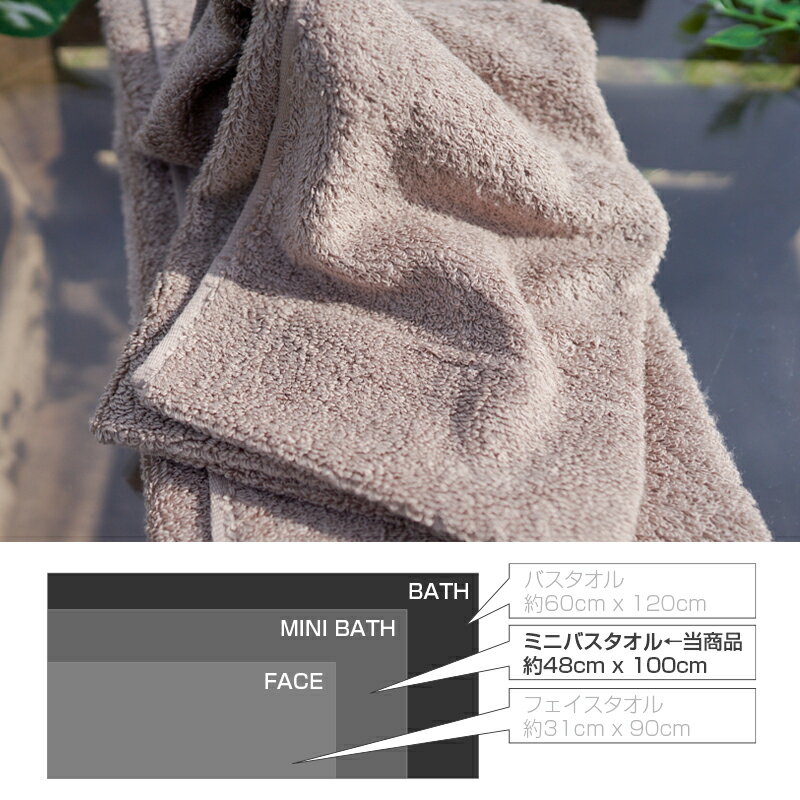【ふるさと納税】タオル エアー ミニバスタオル 2枚 選べるカラー ホワイト / ライトグレー / ブラウン 吸水 シンプル 使いやすい 日本製 バスタオル 泉州タオル コンパクトサイズ パイル 綿100％ 無地 吸水力 関西 大阪 最短 翌日発送 5営業日 泉佐野市 送料無料 サムネイル3