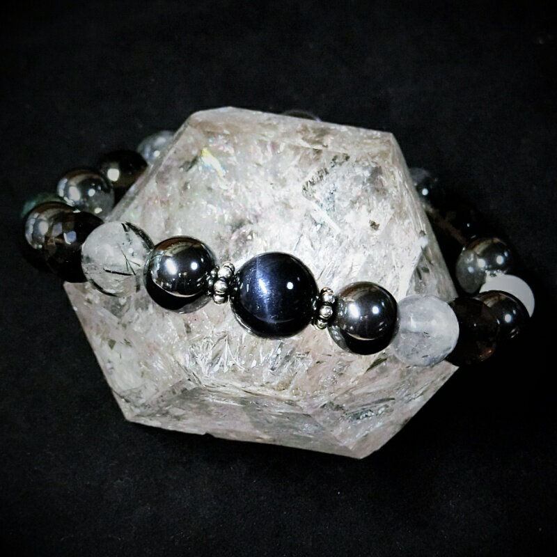 天然石ブレスレット 「戦う戦士たちへ」ブラック