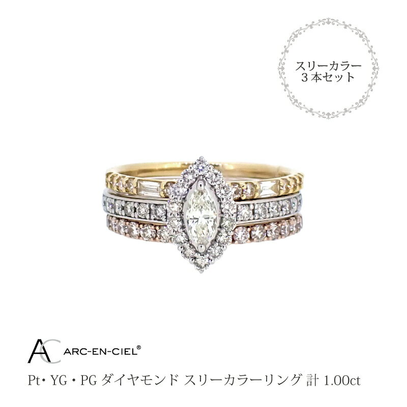 【ふるさと納税】ダイヤ リング 計 1.0ct スリーカラー 3本 セット アルカンシェル 指輪 8号〜16号 トリニティリング 重ね付け 鑑別書付き レディース 天然ダイヤモンド ジュエリー アクセサリー ファッション ギフト プレゼント 大阪府 泉佐野市 送料無料 サムネイル3