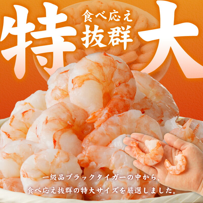 【ふるさと納税】特大 高級 ブラックタイガー 選べる 銀鮭 セット 500g 〜 2kg 定期便 発送時期 訳あり サイズ不揃い 大型 むきえび むき身 背ワタなし バタフライカット 必要な分だけ解凍 バーベキュー エビチリ エビマヨ エビフライ 魚介類 冷凍 送料無料 泉佐野市 サムネイル3