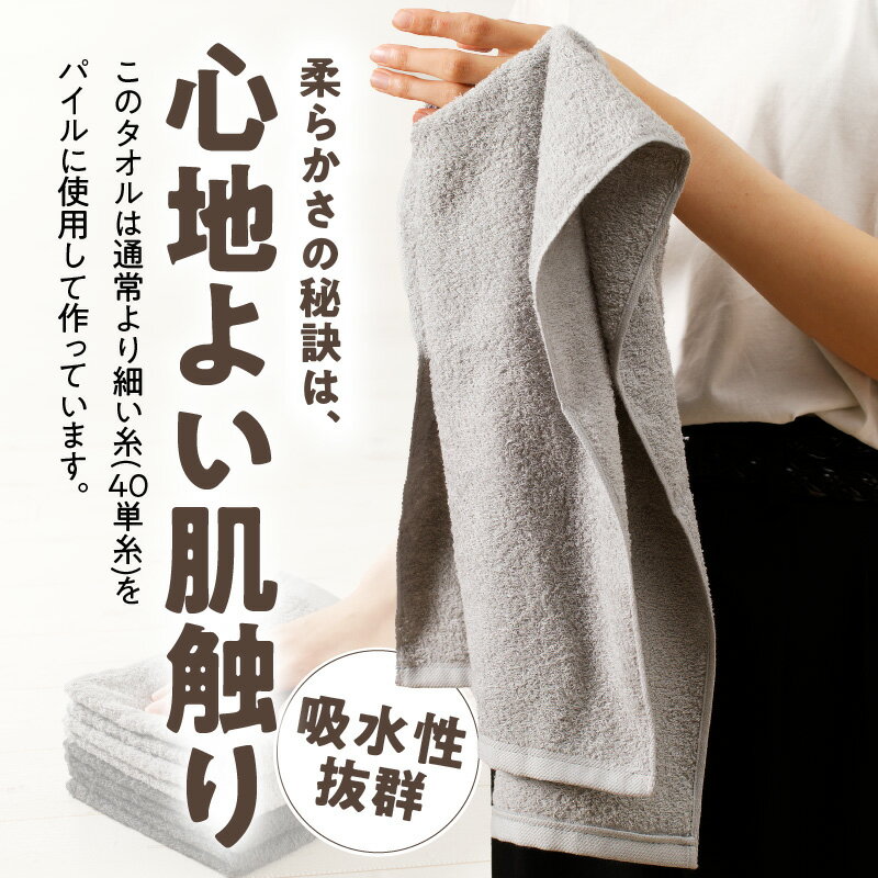 【ふるさと納税】TVで紹介！ 至福のフェイスタオル 10枚 グレー系 ナチュレル 約 33cm × 85cm 中厚 パイル 泉州タオル 日本製 綿100％ 無地 吸水力 肌触りふわふわ 柔らかい 速乾 単色 タオル スタンダード 日用品 日常使い シンプル 大阪府 泉佐野市 送料無料 サムネイル3