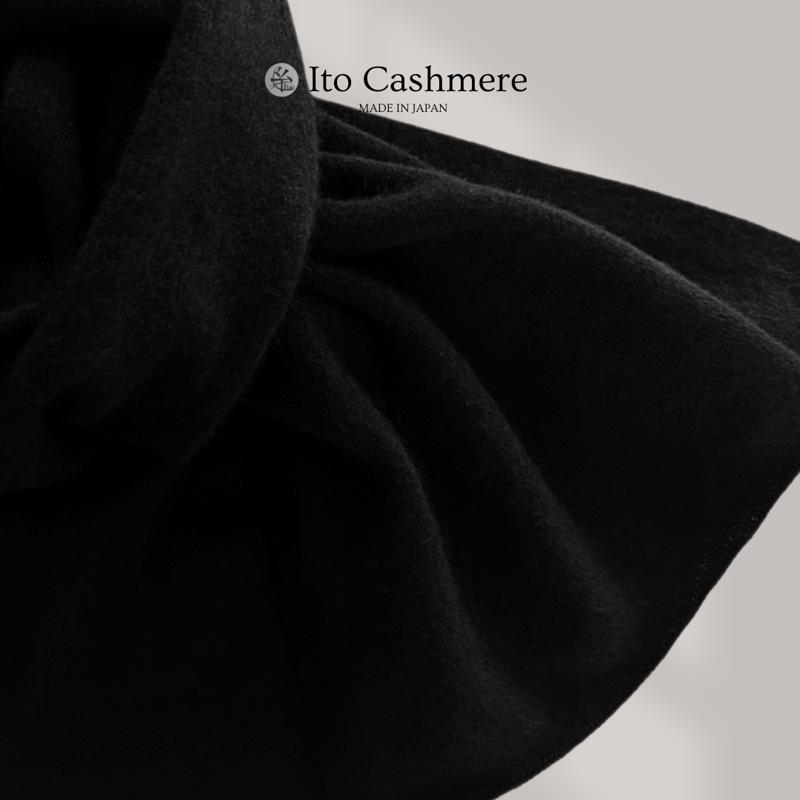 【ふるさと納税】100％ピュアカシミヤ マフラー フリンジ無し ブラック サムネイル2