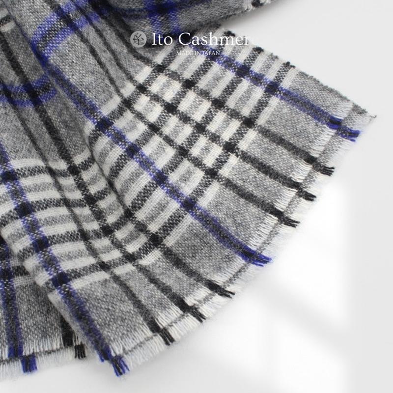 【ふるさと納税】100％ピュアカシミヤ・マフラー フリンジ無し グレーチェック サムネイル2