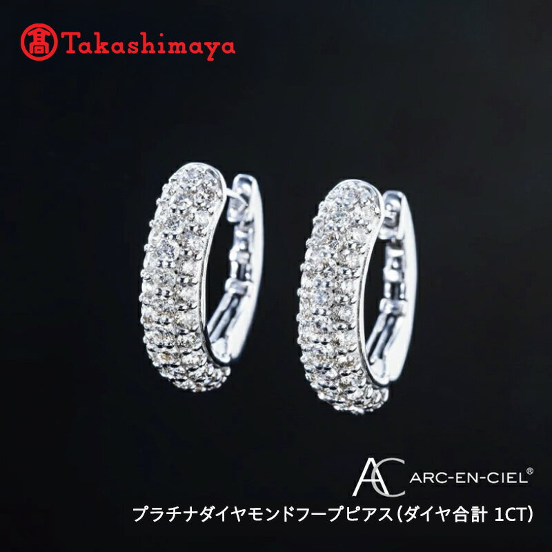 【高島屋選定品】プラチナダイヤモンドフープピアス（ダイヤ合計 1ct）65N0086