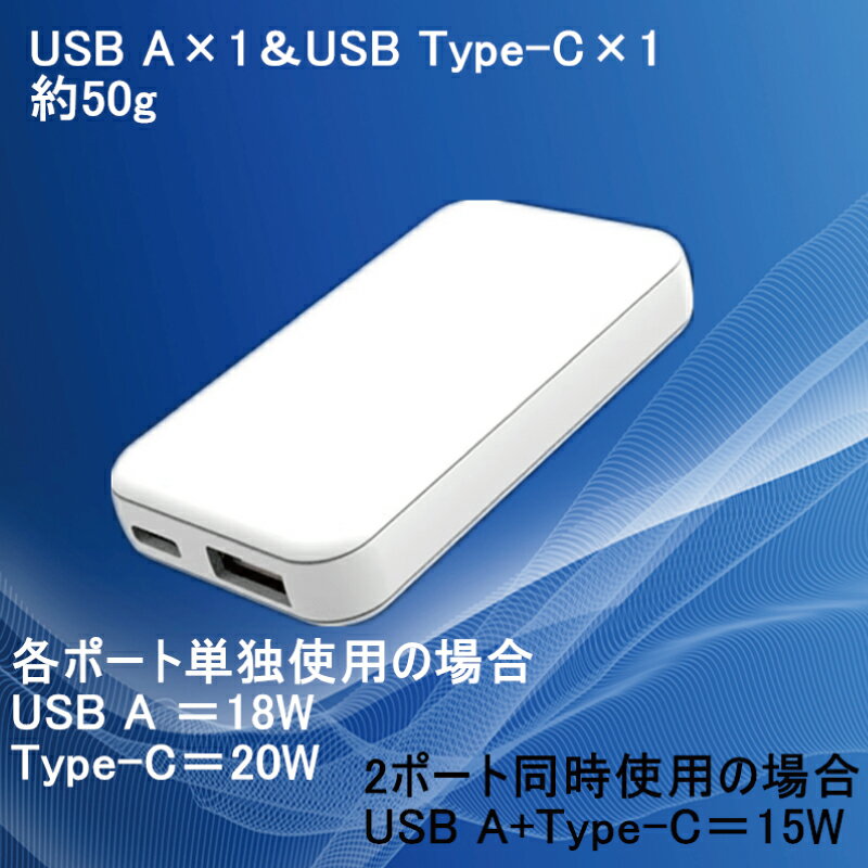 【ふるさと納税】急速充電器 PD 20W USB Type-A＆Type-C スマートフォン対応 超薄型 GaN タイプA タイプC ホワイト 充電器 スマホ タブレット ゲーム機 高速充電 収納 持ち運び 便利 折りたたみ式プラグ 日用品 家電 雑貨 大阪府 泉佐野市 送料無料 サムネイル3
