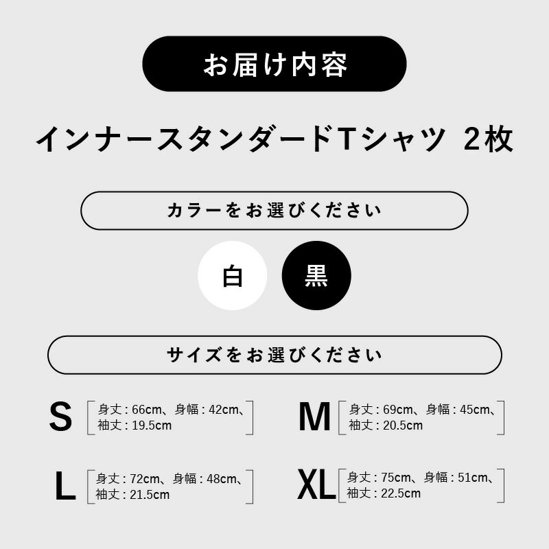 【ふるさと納税】MENS 裏表 前後 なし インナースタンダード Tシャツ 2枚 選べる サイズ XL / L / M / S カラー 白 / 黒 メンズ 優しい 肌あたり 質感 軽やか 気持ちの良い 着心地 シャツ 半袖 肌着 衣類 お取り寄せ 大阪府 泉佐野市 送料無料 サムネイル2