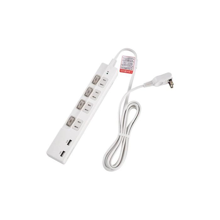 【ふるさと納税】電源タップ　耐雷サージ　USBポート付きスイッチ付きタップ　USB×2ポート　4個口2m　WBK-4232SUA(W) | コンセント タップ usbポート付き 家電 パソコン周辺機器 pc 便利グッズ 4個口 大阪 大東市 大阪府 支援 個別スイッチ スイッチ 節電 充電 同時充電 サムネイル2