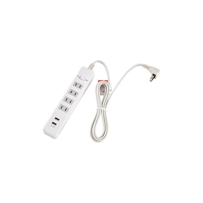 【ふるさと納税】電源タップ　耐雷サージ　USBポート付きタップ　USB×2ポート　4個口2m　WLS-4232BUA(W) | ELPA　エルパ　USB 2ポート 4個口 耐雷サージ機能付き 在宅ワーク 自宅学習 2台同時充電 L型プラグ サムネイル2