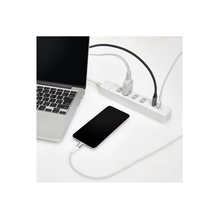 【ふるさと納税】電源タップ　耐雷サージ　USBポート付きタップ　USB×2ポート　4個口2m　WLS-4232BUA(W) | ELPA　エルパ　USB 2ポート 4個口 耐雷サージ機能付き 在宅ワーク 自宅学習 2台同時充電 L型プラグ サムネイル3
