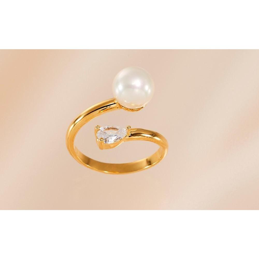 102405-2 「貝パール&キュービックジルコニア」ツインリング | リング、レディース、ファッション、パール、贈り物、熟練職人、おすすめ、人気、送料無料