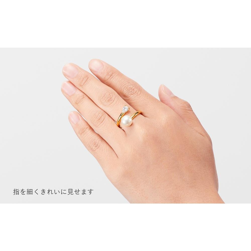 【ふるさと納税】102405-2 「貝パール&キュービックジルコニア」ツインリング | リング、レディース、ファッション、パール、贈り物、熟練職人、おすすめ、人気、送料無料 サムネイル2