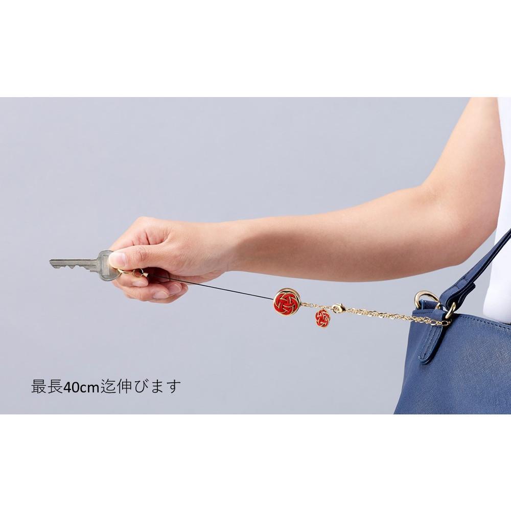 【ふるさと納税】102405-1 水引細工「梅結び」リールキー紅梅 | 鍵、リールキー、伸びる、伸縮、キーホルダー、贈り物、熟練職人、おすすめ、人気、送料無料 サムネイル2