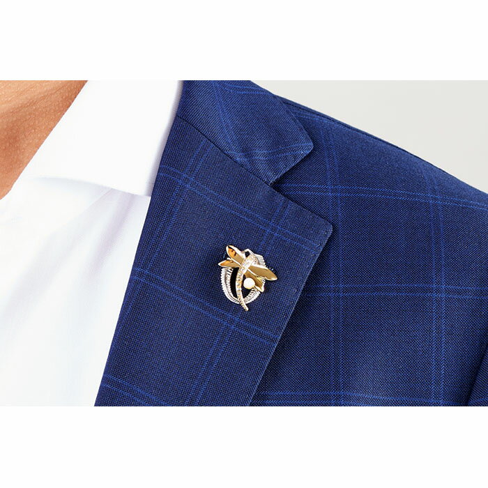 【ふるさと納税】男の開運 アクセサリー 「 勝ち虫トンボ 」 ピンブローチ | メンズ小物 男性 おしゃれ ラベルピン 馬 ブローチ 真珠 パール サムネイル2