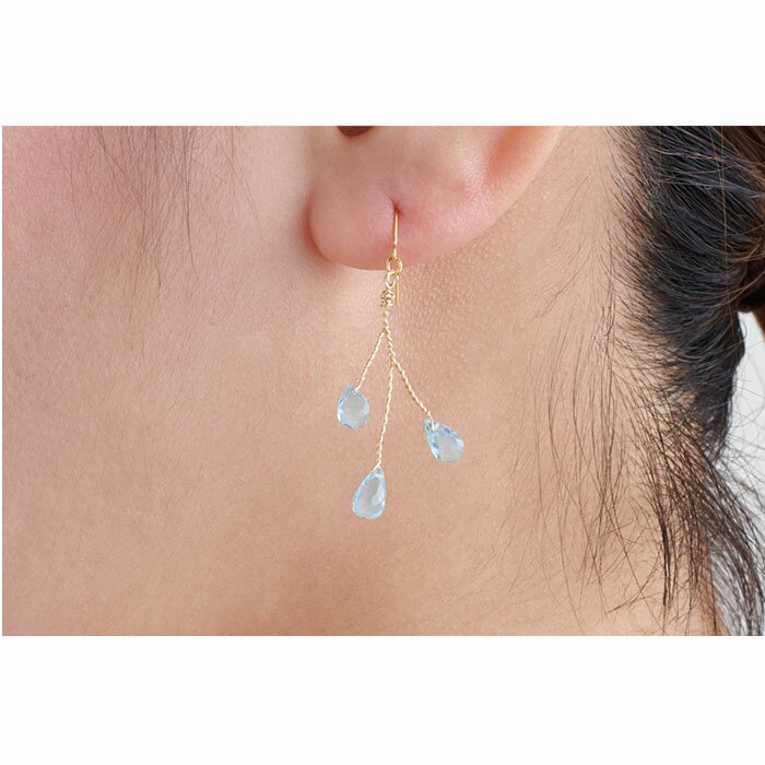 【ふるさと納税】ブルートパーズ 「 金張ピアス 」 K14GF | ピアス おしゃれ かわいい トパーズ レディース サムネイル2