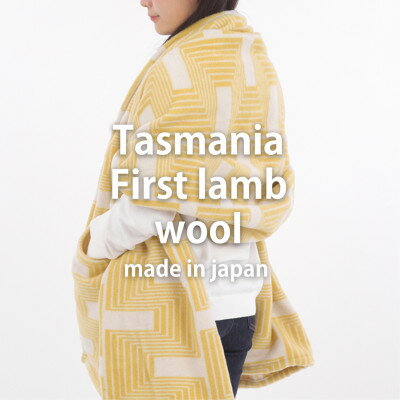 【ポケット付】洗えるタスマニアラムウール混大判ストール 70×180cm イエロー OTW-7018【1555559】