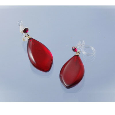 【ふるさと納税】琥珀のピアス風イヤリング(ルビーレッドカラー)【1562443】 サムネイル2