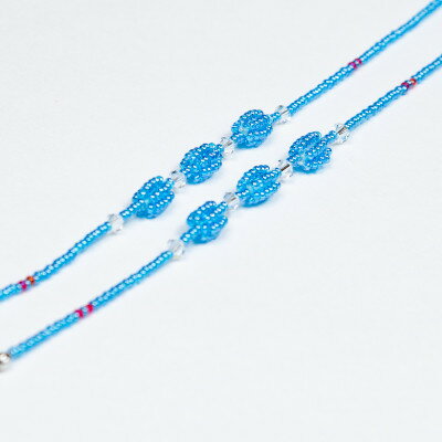 【ふるさと納税】いずみガラスを使用したハンドメイドのメガネチェーン(青色)AN171【1565044】 サムネイル2