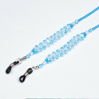 【ふるさと納税】いずみガラスを使用したハンドメイドのメガネチェーン(青色)AN175【1565052】 サムネイル2