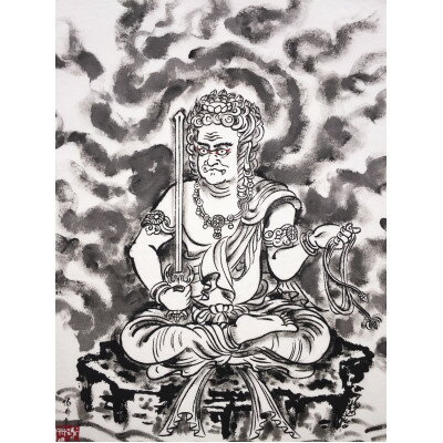 【ふるさと納税】手描きTシャツ 仏画 不動明王 白 綿生地 (半袖 XLサイズ)【1614979】 サムネイル2