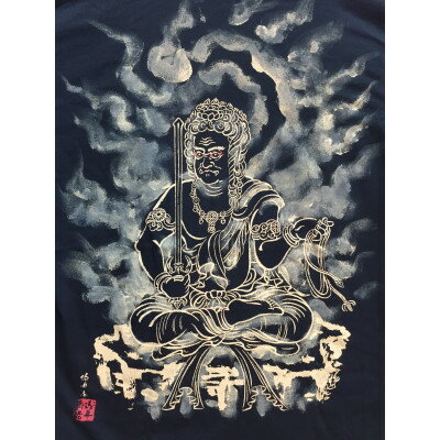 【ふるさと納税】手描きTシャツ 仏画 不動明王 黒 (半袖 XLサイズ)【1614987】 サムネイル2