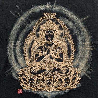 【ふるさと納税】手描きTシャツ 仏画 大日如来 金剛界 黒 (半袖 Sサイズ)【1615117】 サムネイル3