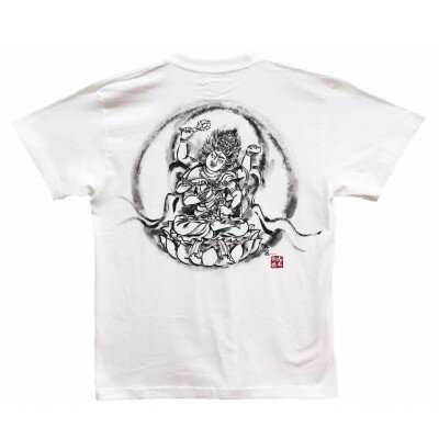 手描きTシャツ 仏画 愛染明王 白 (半袖 Lサイズ)【1615479】
