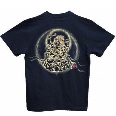 手描きTシャツ 仏画 愛染明王 黒 (半袖 Mサイズ)【1615496】