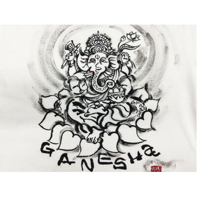 【ふるさと納税】手描きTシャツ 仏画 ガネーシャ 白 (半袖 Sサイズ)【1615508】 サムネイル3