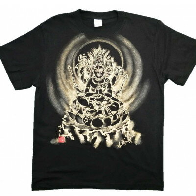 手描きTシャツ 仏画 馬頭観音 黒 (半袖 Mサイズ)【1615706】