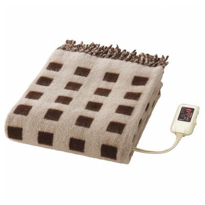 【11月発送】電気ひざ掛け/ベージュ　約140×82cm(房含む)【1636587】