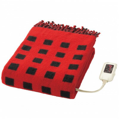 【11月発送】電気ひざ掛け/レッド　約140×82cm(房含む)【1636705】