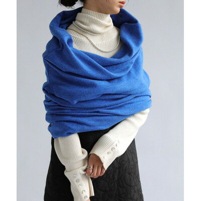 【ANTIQUA/アンティカ】4WAYロングスヌード 無地 ブルー(PS-00492-32-F)【1639326】