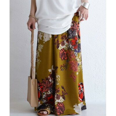 【ANTIQUA/アンティカ】フラワーデザインスカート マスタード(KE-03271-48-F)【1639363】