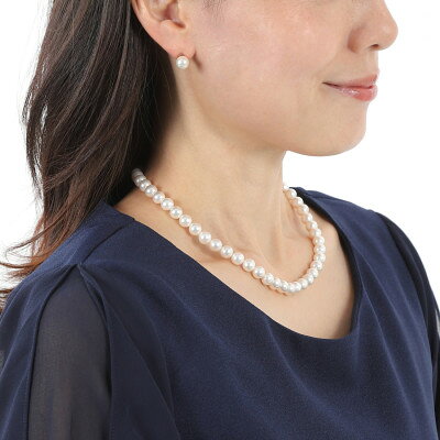 【ふるさと納税】【RoseYumiRose】8mmパール3点セット(ネックレス/ペンダント/ピアス)ホワイト【配送不可地域：沖縄県】【1663320】 サムネイル2