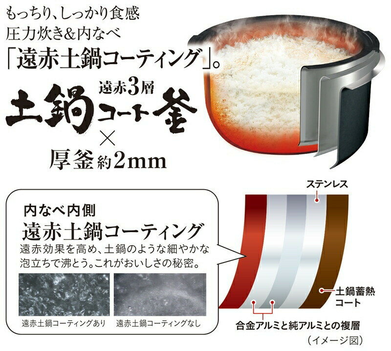 【ふるさと納税】タイガー魔法瓶 圧力IHジャー 炊飯器 JPV-C180KG 1升炊き【家電 炊飯器 炊きたて 炊飯ジャー 粒立ち 土鍋 ふっくら ごはん おいしい あまい 大阪府 門真市 】 サムネイル3