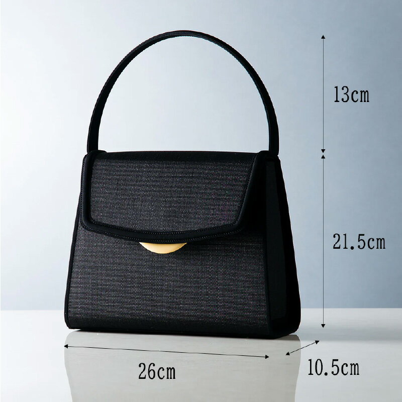 【ふるさと納税】【慶弔兼用】2WAY仕様の回転式金具付き　ホースヘアー・フォーマルバッグ　大型台形モデル 〈熟練の職人技が光るハイクラスのフォーマルバッグ〉 【 葬儀 お葬式 弔事 かばん ブラックフォーマル 冠婚葬祭 法事 卒業式 入学式 お受験 学校行事 送料無料 】 サムネイル2