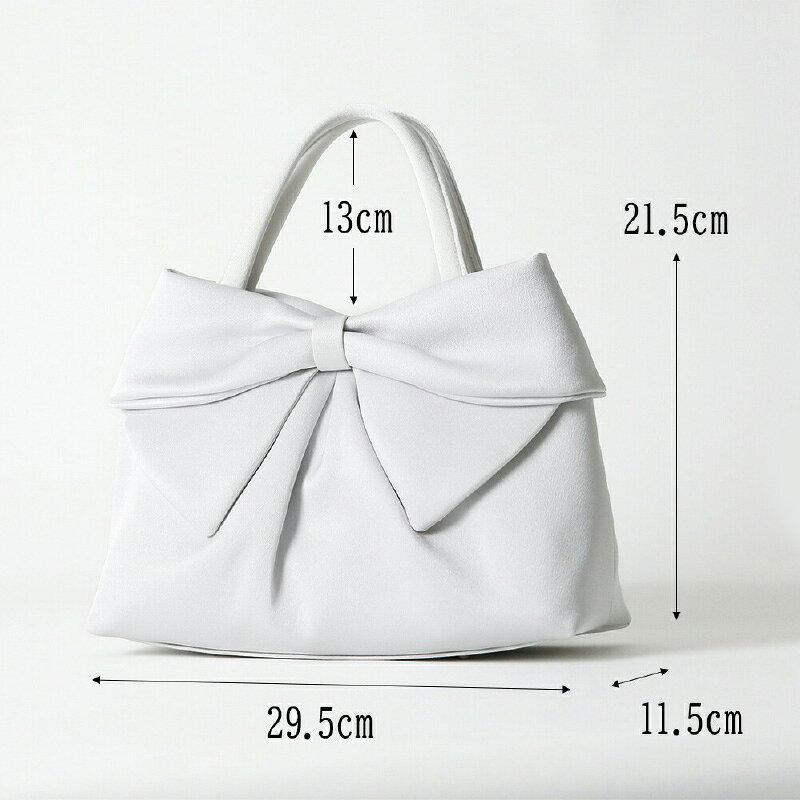 【ふるさと納税】【入卒や結婚式に最適】超軽量リボンモチーフソフトバッグ　アイスグレー〈大きなリボンがふっくらとした仕上がりの「大人かわいい」バッグ〉 【 軽量 リボン 大容量 バッグ 撥水加工 入学式 卒業式 結婚式 二次会 同窓会 学校行事 女子会 送料無料 】 サムネイル2