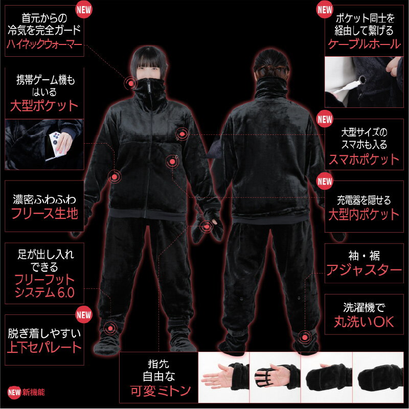 【ふるさと納税】ゲーミング着る毛布 『ダメ着4SG』 - 全身をぬくもりで包み込むゲーミング着る毛布。【 ルームウェア へや着 毛布 全身 セパレート 丸洗いOK フリース ポケット ファッション 送料無料】 サムネイル2