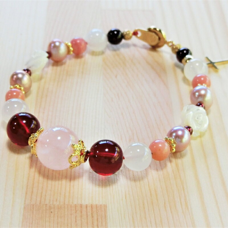 【ふるさと納税】天然石ブレスレット 「恋するクロス」ゴールド サムネイル2