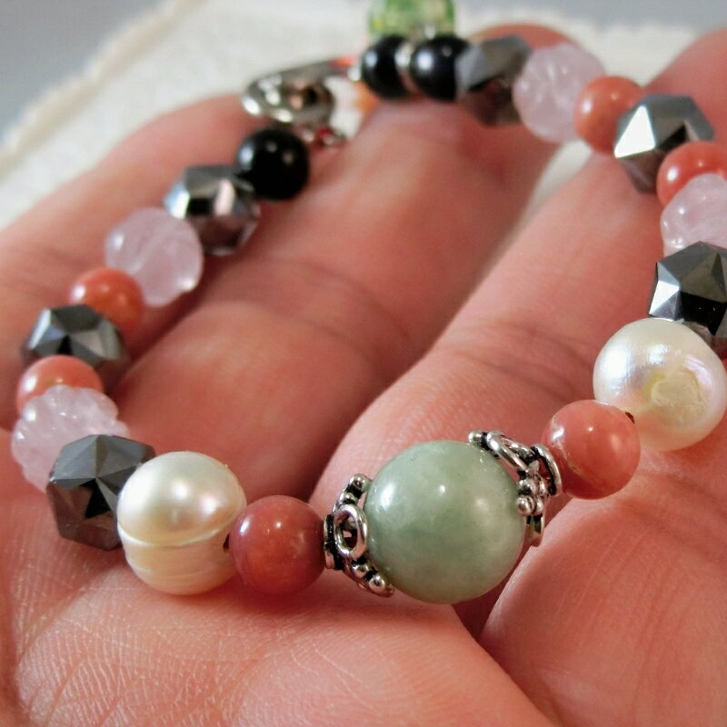 【ふるさと納税】天然石ブレスレット「幸運の石」（本翡翠～ジェダイト）C サムネイル2