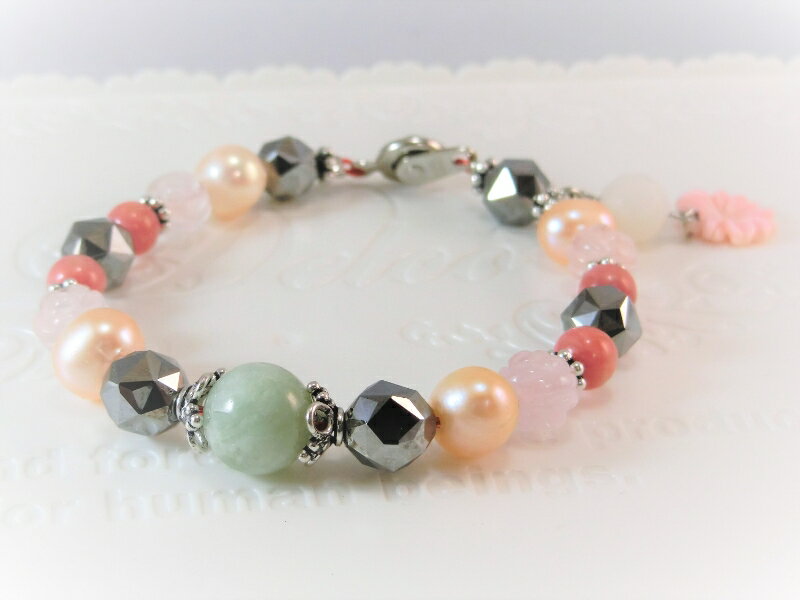 天然石ブレスレット「幸運の石」（本翡翠～ジェダイト）D