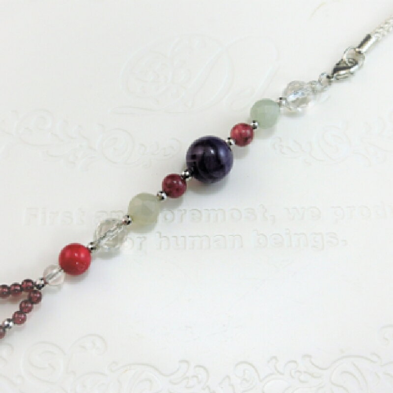 オリジナル根付・お守り「ワンコの見守りA（シルバー＆アメシスト）」