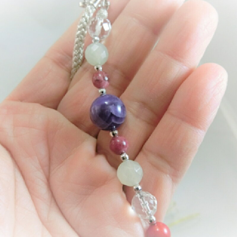 【ふるさと納税】オリジナル根付・お守り「ワンコの見守りA（シルバー＆アメシスト）」 サムネイル3