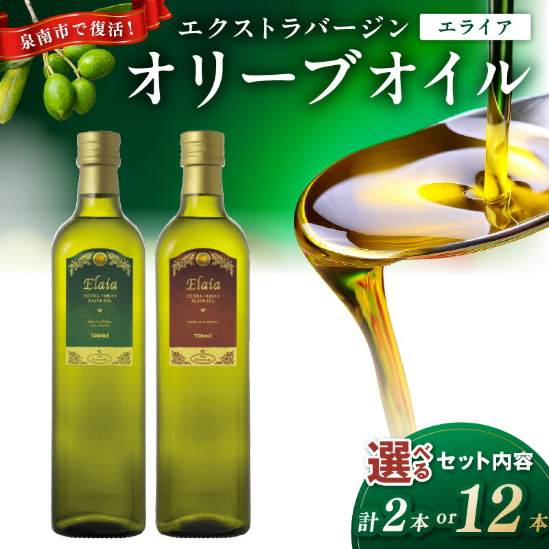 選べる内容量！ EXオリーブオイル エライア グリーン・レッド 2種2本セット(化粧箱入り) 2種12本セット
