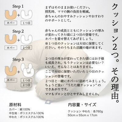 【ふるさと納税】愛(綿)がいっぱい へたりにくい授乳クッション　本体+交換用中材1点付　ブラウン【1131738】 サムネイル3