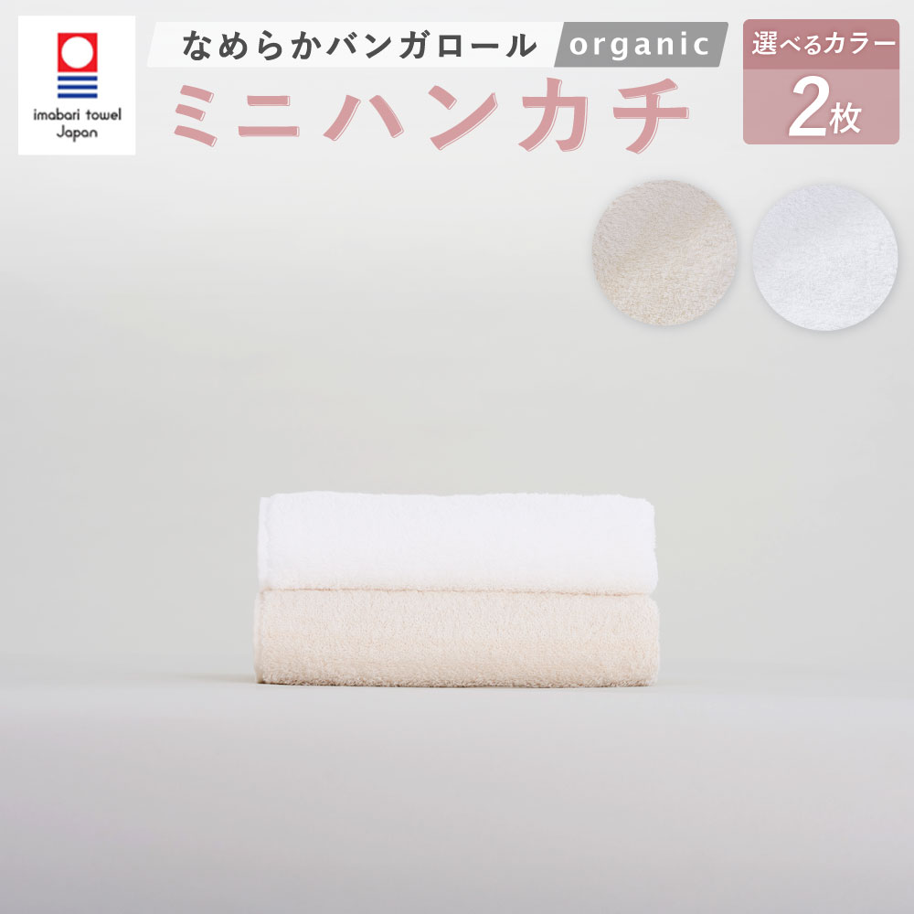 ＜選べるカラー＞【今治タオルブランド認定】なめらかバンガロールorganic ミニハンカチ 2枚セット オフホワイト・キナリ 25cm×25cm 綿100% コットン タージマハールオーガニック ハンドタオル ハンカチーフ 吸水 小物 雑貨 大阪府 阪南市 送料無料